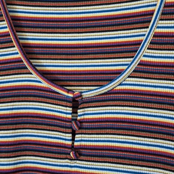 ASOS DESIGN Dress Women's 8 Striped Henley Ribbed Mini Y2K Style Lightweight - Picture 3 of 8